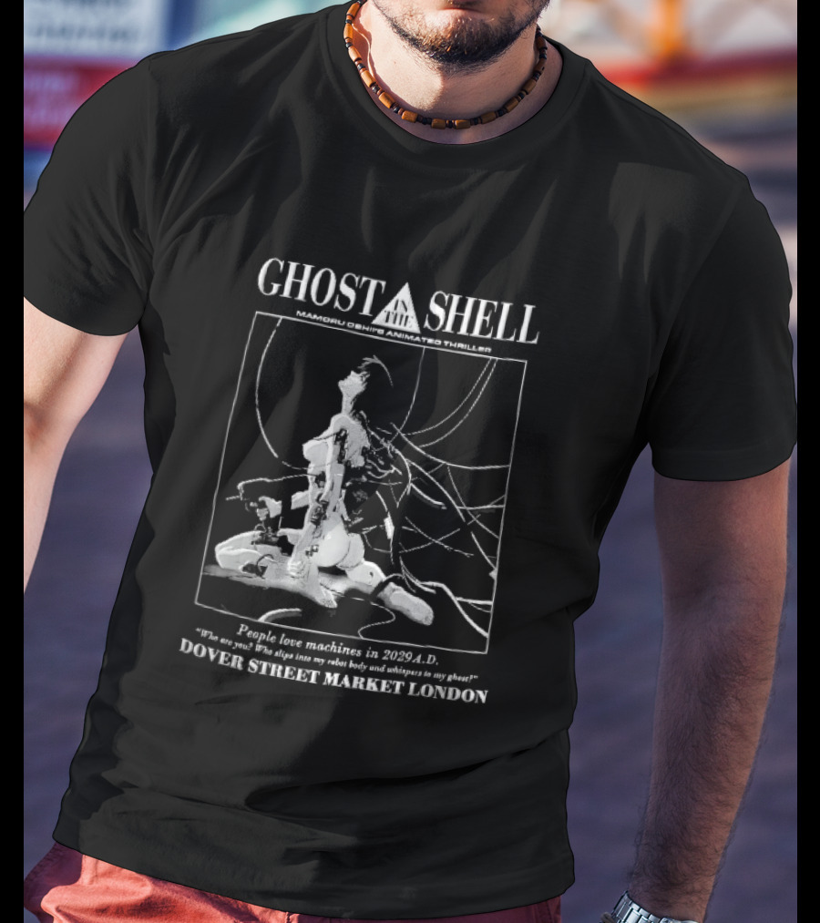 Dover Street Market London Ghost In The Shell Mamoru Oshii 2029 Cyborg Female Wires Gun People Love Machines T-Shirt