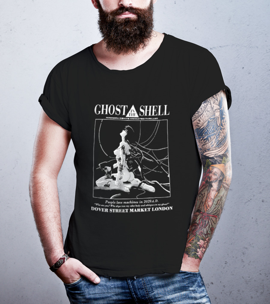 Dover Street Market London Ghost In The Shell Mamoru Oshii 2029 Cyborg Female Wires Gun People Love Machines T-Shirt