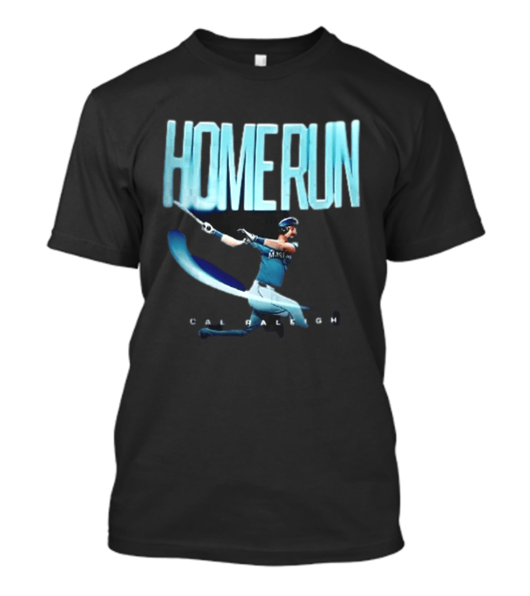Seattle Mariners Cal Raleigh Home Run Batter Swinging Light Trail T-Shirt