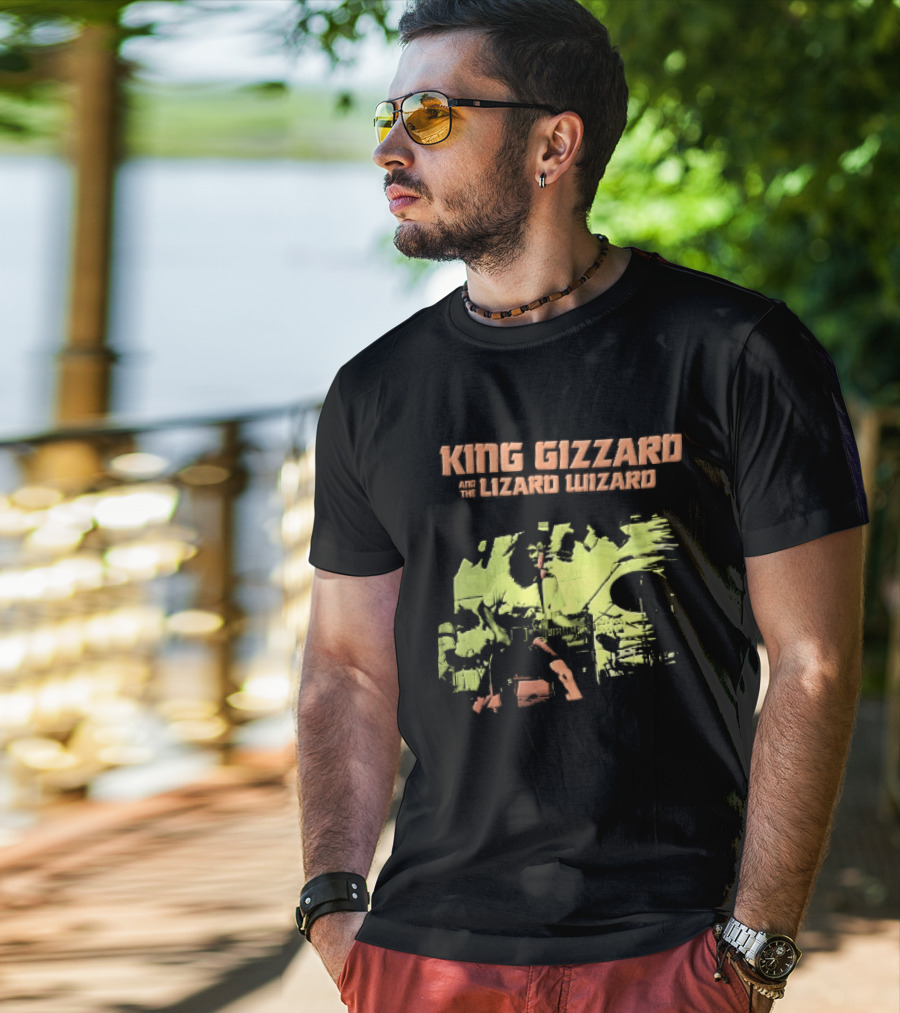 King Gizzard And The Lizard Wizard Live Stage Performance Green Yellow Abstract T-Shirt