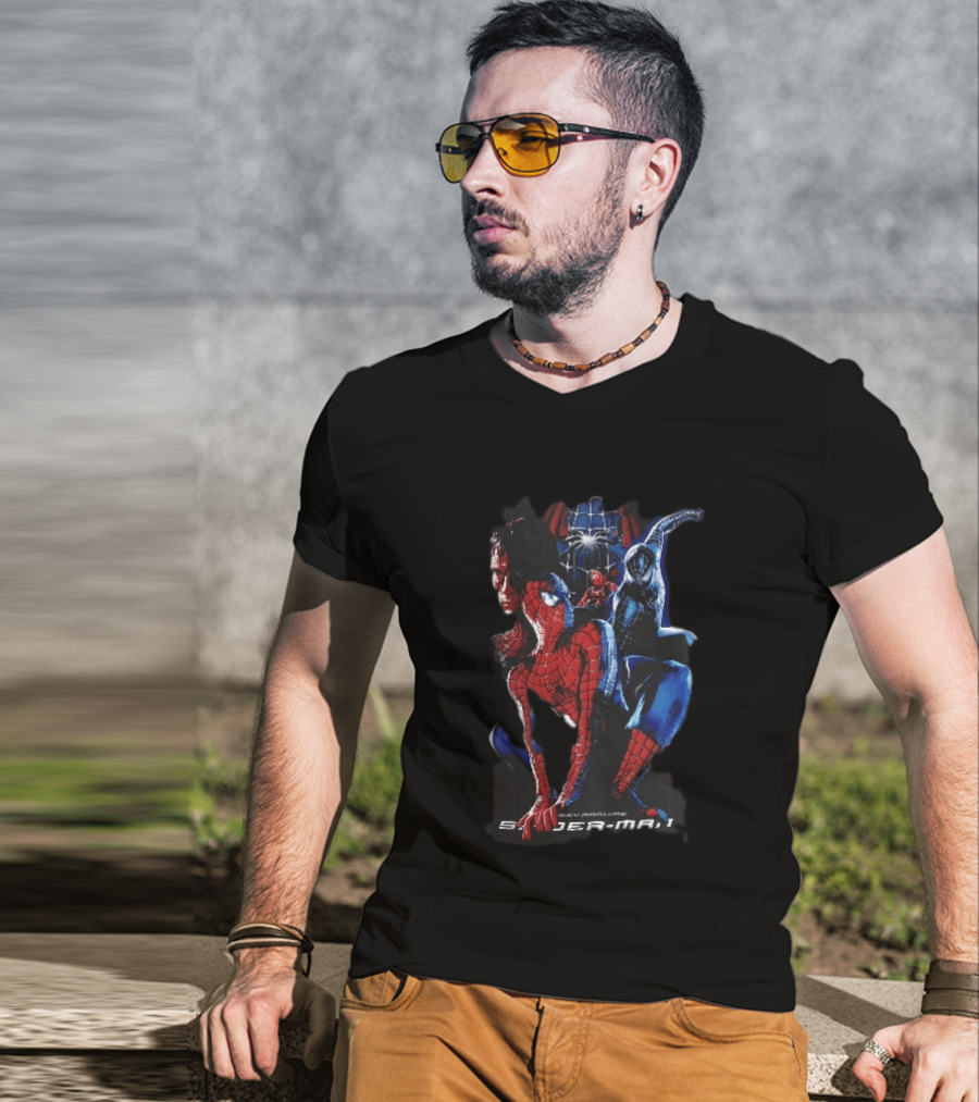 Tobey Maguire Spider Man 3 Red Black Suit Superhero Collage T-Shirt