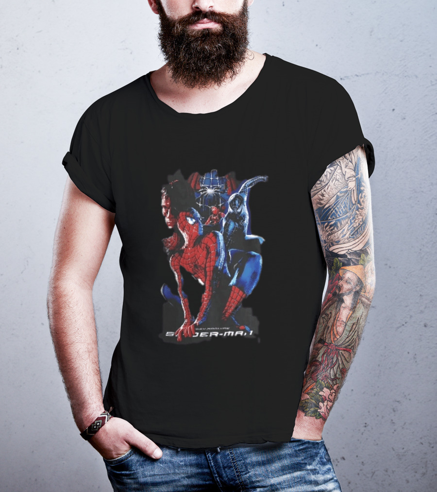 Tobey Maguire Spider Man 3 Red Black Suit Superhero Collage T-Shirt