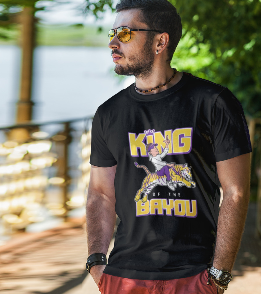 King Of The Bayou Lane Kiffin Tiger Riding T-Shirt