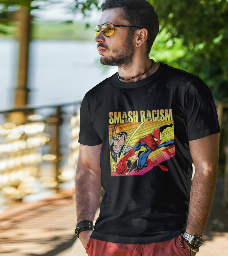 Spider Man Smash Racism Comic Protest Message T-Shirt