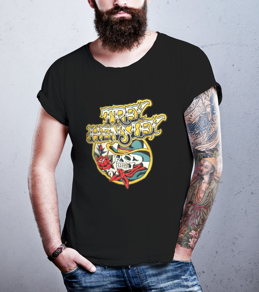 Trey Hensley Skeleton Cowboy Red Rose Traditional Tattoo T-Shirt