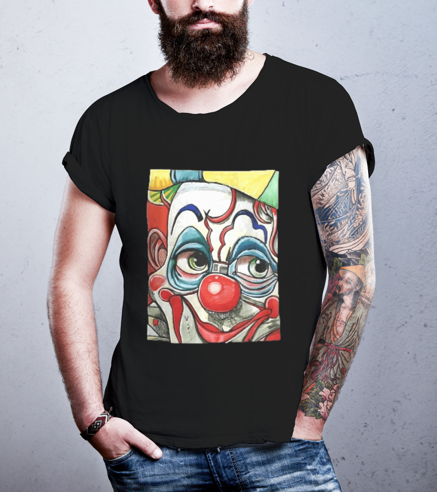 Viktor Clown With Red Nose And Green Eyes Caricature Painting T-Shirt
