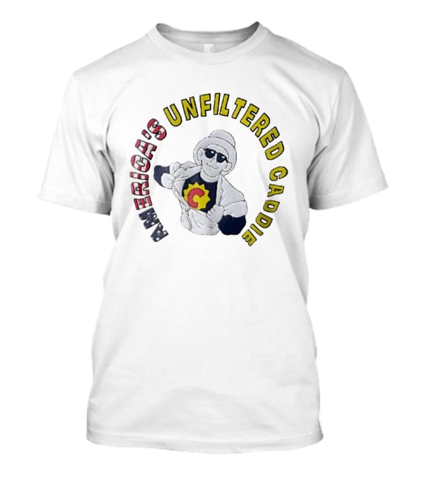 America's Unfiltered Caddie Cartoon Superhero Ripping Open Jumpsuit T-Shirt