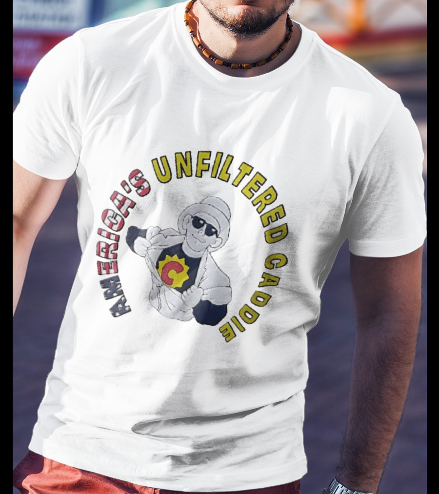 America's Unfiltered Caddie Cartoon Superhero Ripping Open Jumpsuit T-Shirt