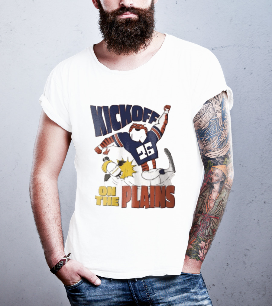 Kickoff On The Plains Auburn Tigers Southern Miss Cartoon Kicking Eagle T-Shirt