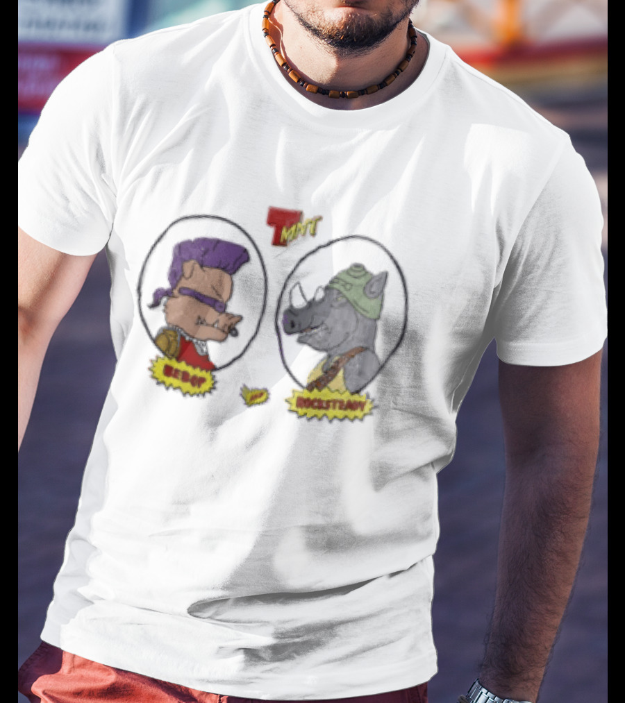 Bebop Rocksteady TMNT Vintage Cartoon Characters T-Shirt