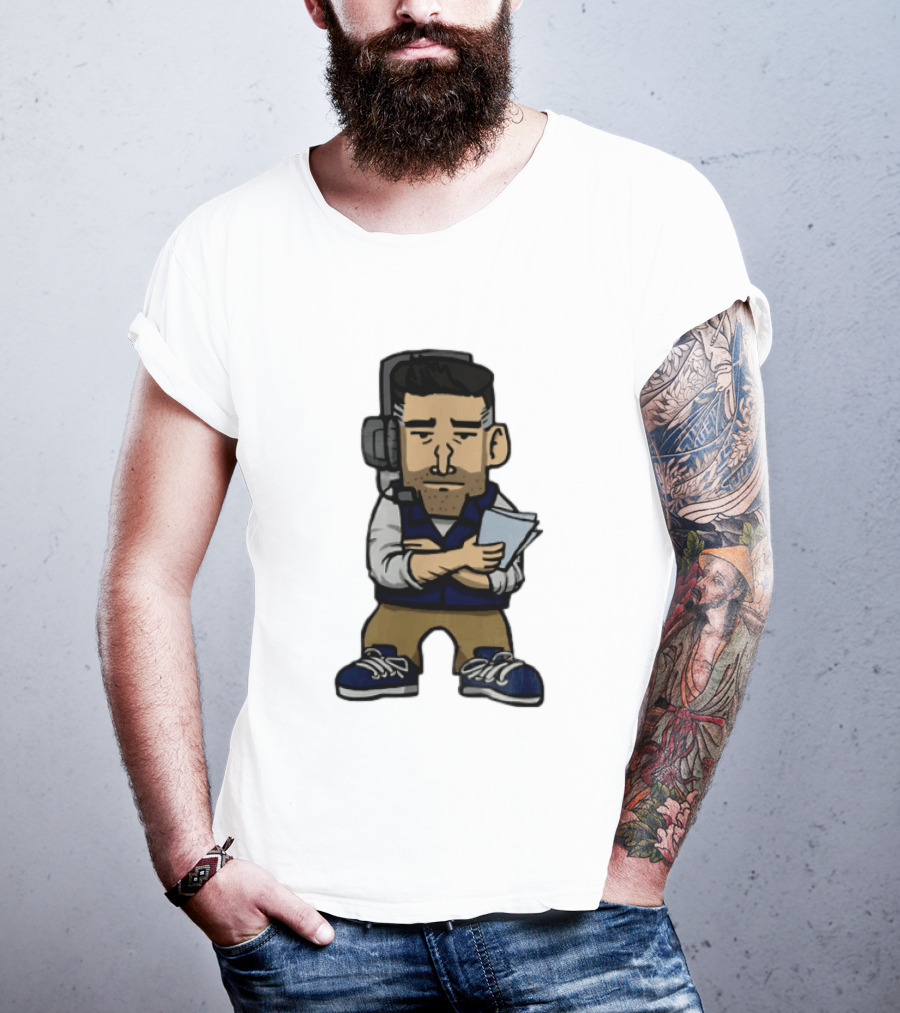 Bill Belichick Headset New England Patriots Coach Caricature T-Shirt