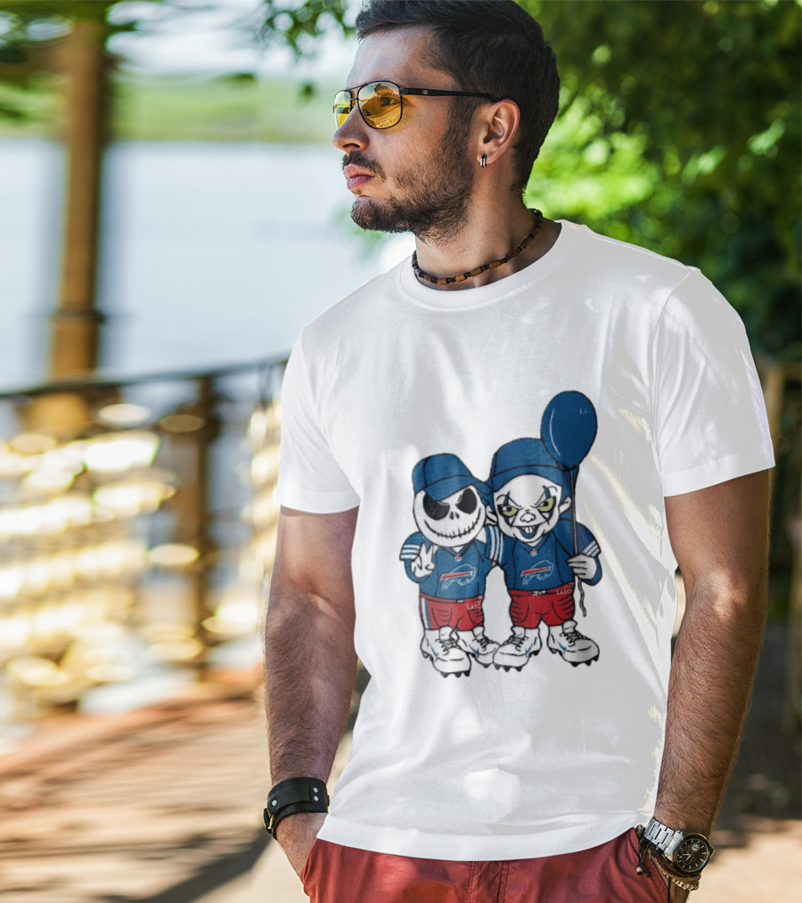 Buffalo Bills Skeleton Clown Duo With Balloon NFL Team Spirit T-Shirt