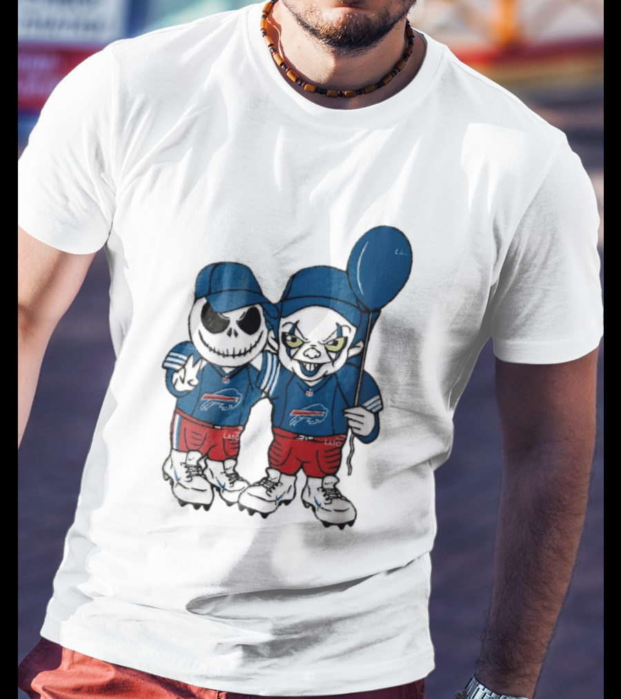 Buffalo Bills Skeleton Clown Duo With Balloon NFL Team Spirit T-Shirt