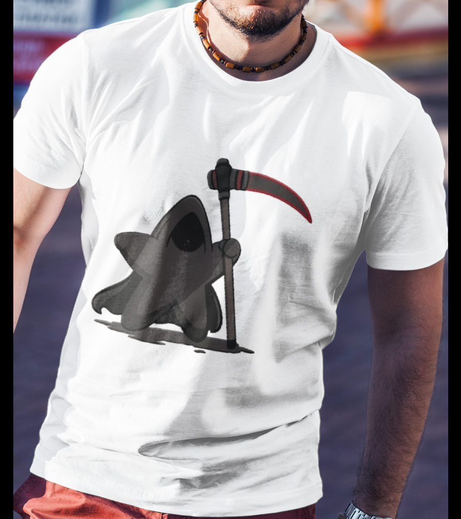 Cartoon Star Grim Reaper Cloak Red Lightsaber Scythe T-Shirt