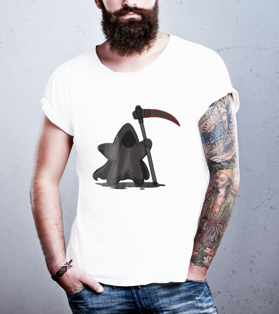 Cartoon Star Grim Reaper Cloak Red Lightsaber Scythe T-Shirt