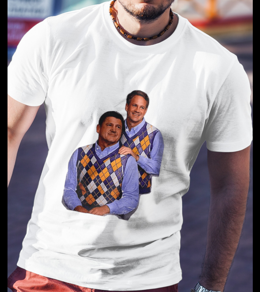 LSU Tigers Ed Orgeron Vs Kim Mulkey Argyle Sweater Coaches T-Shirt