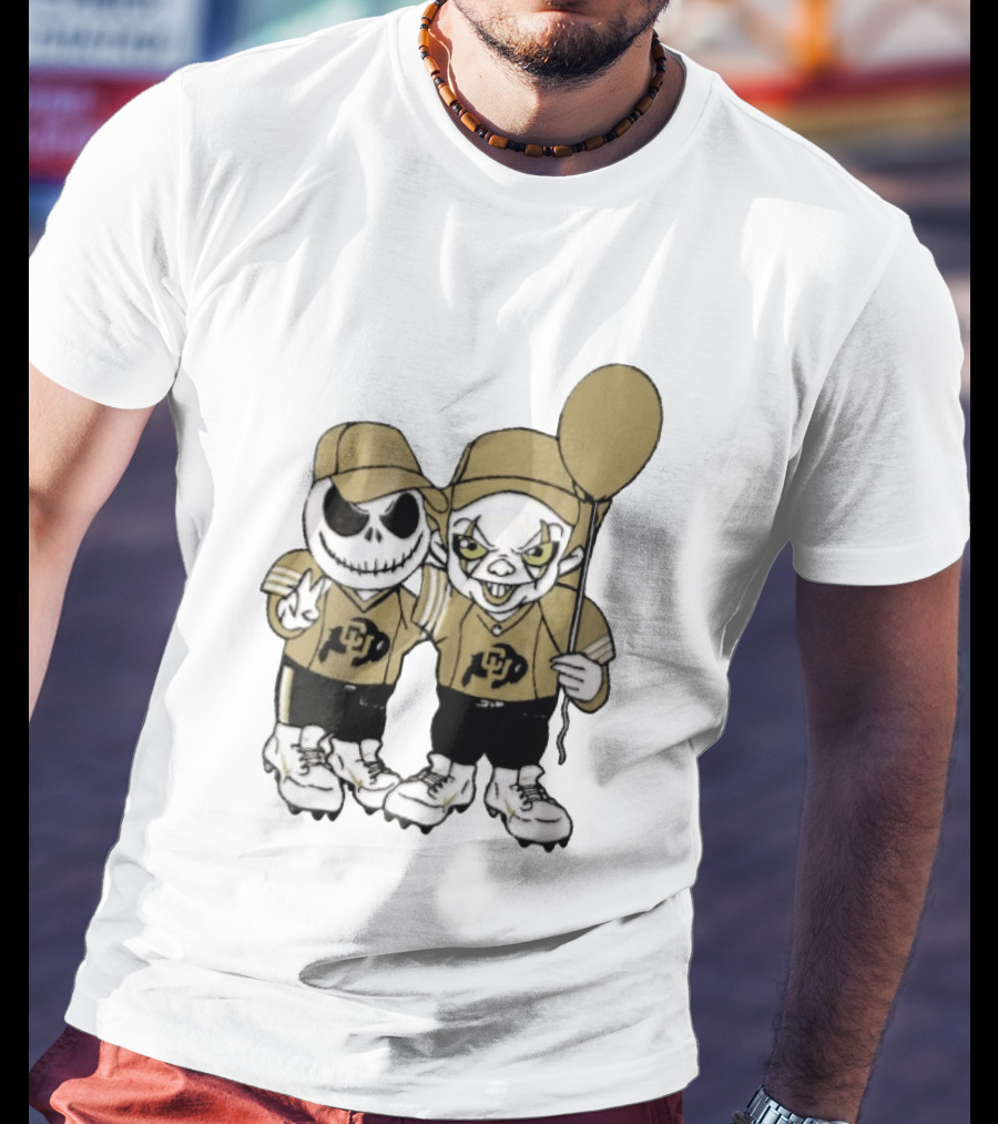 Colorado Buffaloes NCAA Jack Skellington Clown With Balloon Football T-Shirt