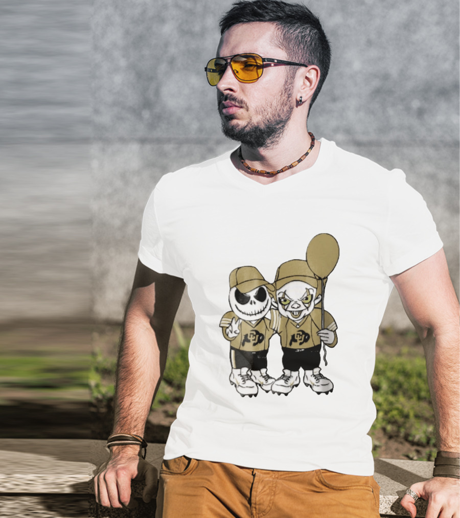 Colorado Buffaloes NCAA Jack Skellington Clown With Balloon Football T-Shirt