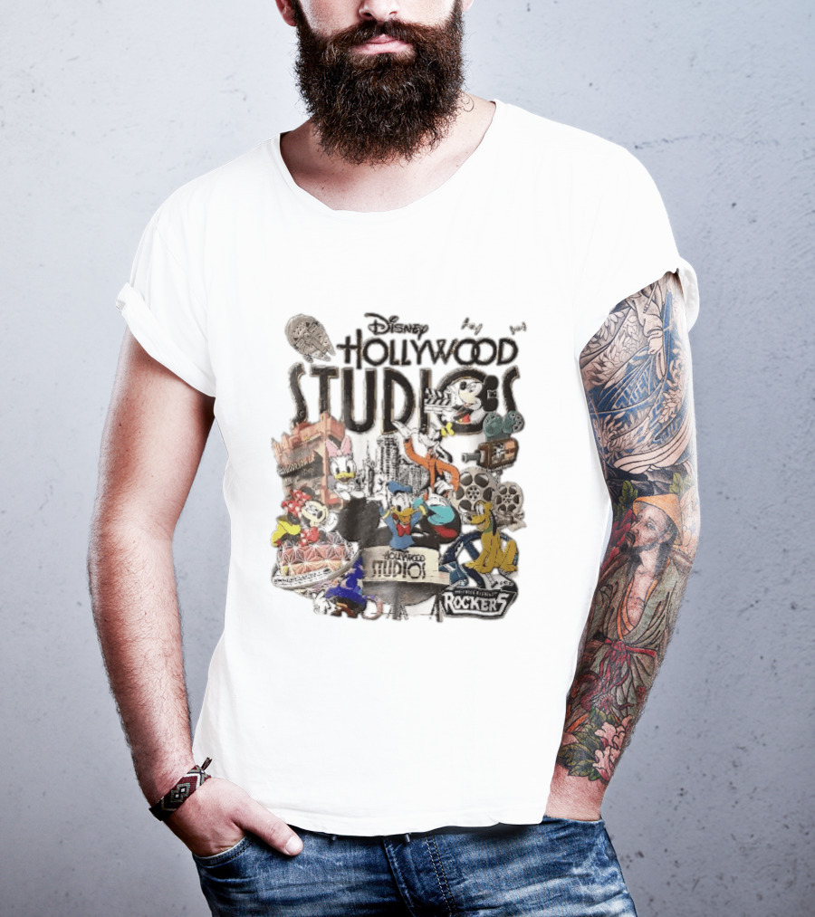 Disney Hollywood Studios G Force Records Rockers Distressed Cartoon Characters Collage T-Shirt