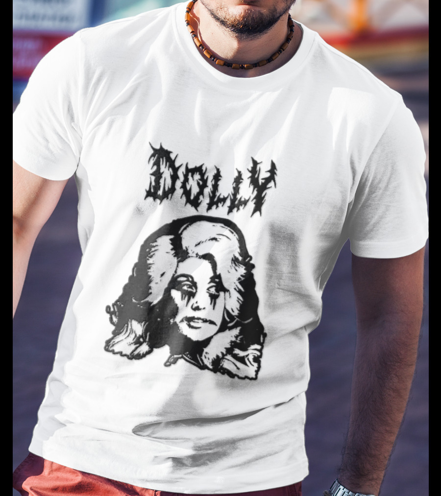 Dolly Parton Corpse Paint Bouffant Halftone Caricature T-Shirt