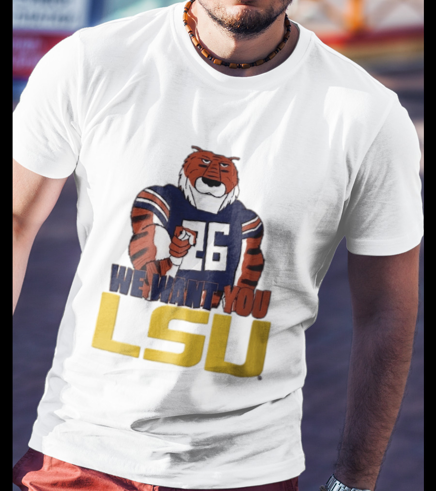 LSU Tigers We Want You Number 26 Mascot Pointing T-Shirt