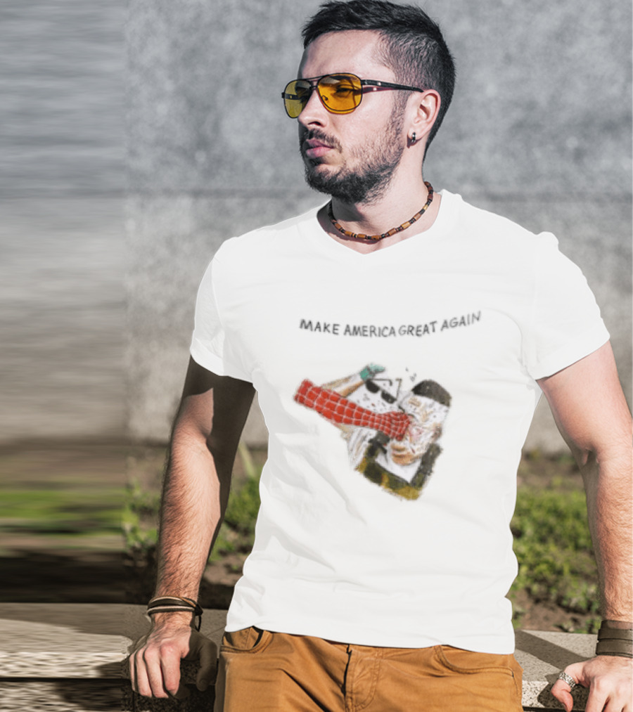 Make America Great Again Spider Man Punching Political Caricature T-Shirt