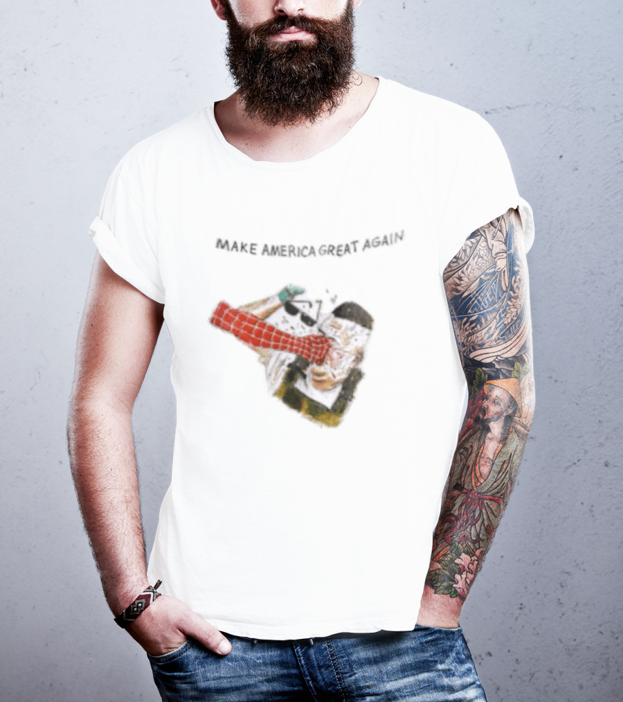 Make America Great Again Spider Man Punching Political Caricature T-Shirt