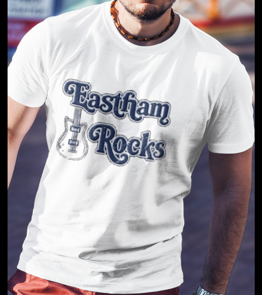 Eastham Rocks Distressed Electric Guitar Music T-Shirt