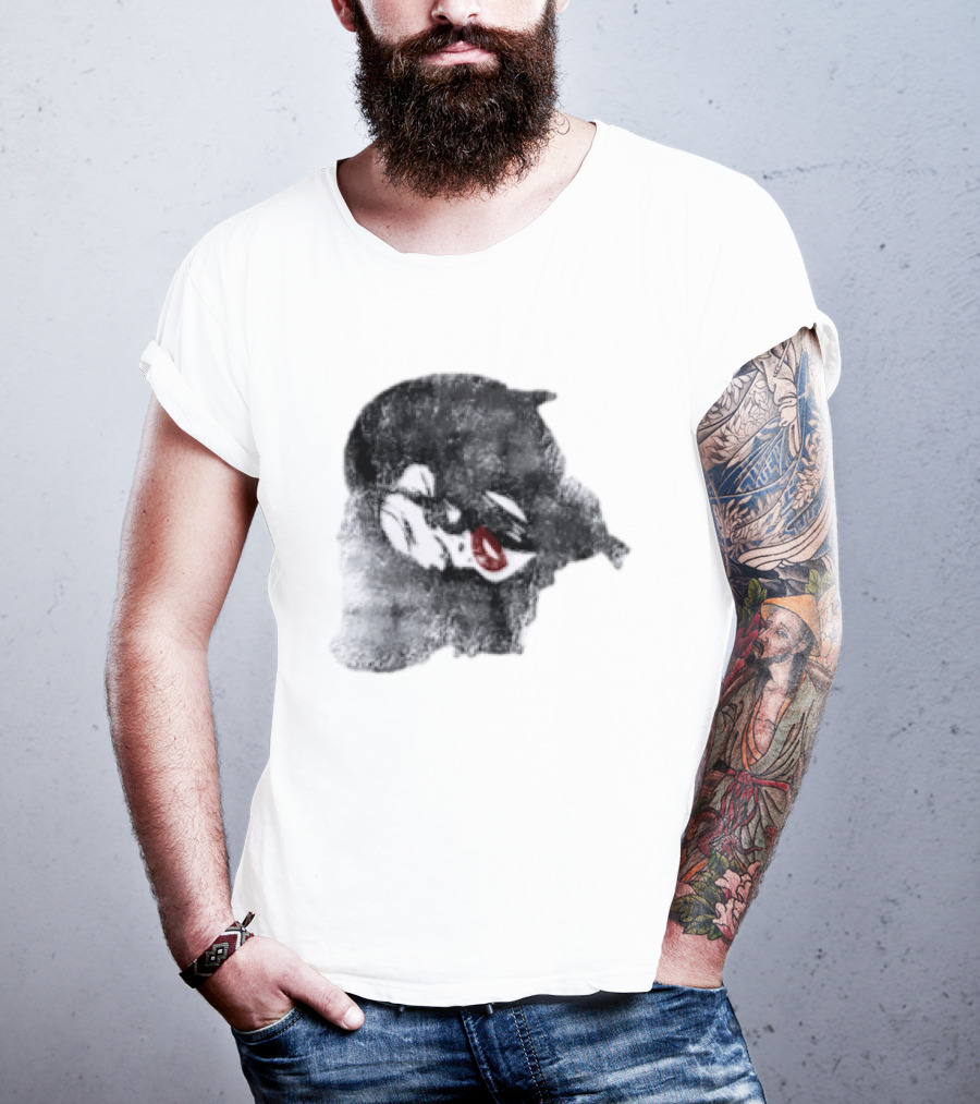 Nessa Barrett Tough Love Off The Shoulder Monochrome Red Lips Sketch T-Shirt