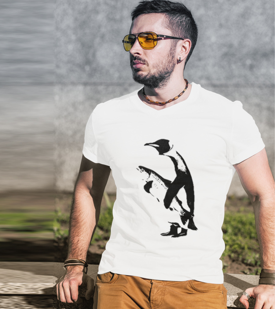 Penguin Holding A Fish T-Shirt