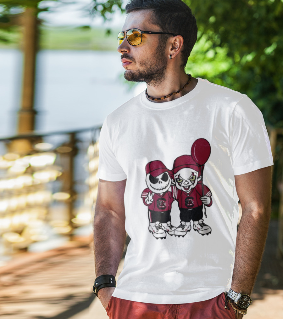 South Carolina Gamecocks NCAA Jack Skellington Pennywise Red Balloon Cartoon T-Shirt