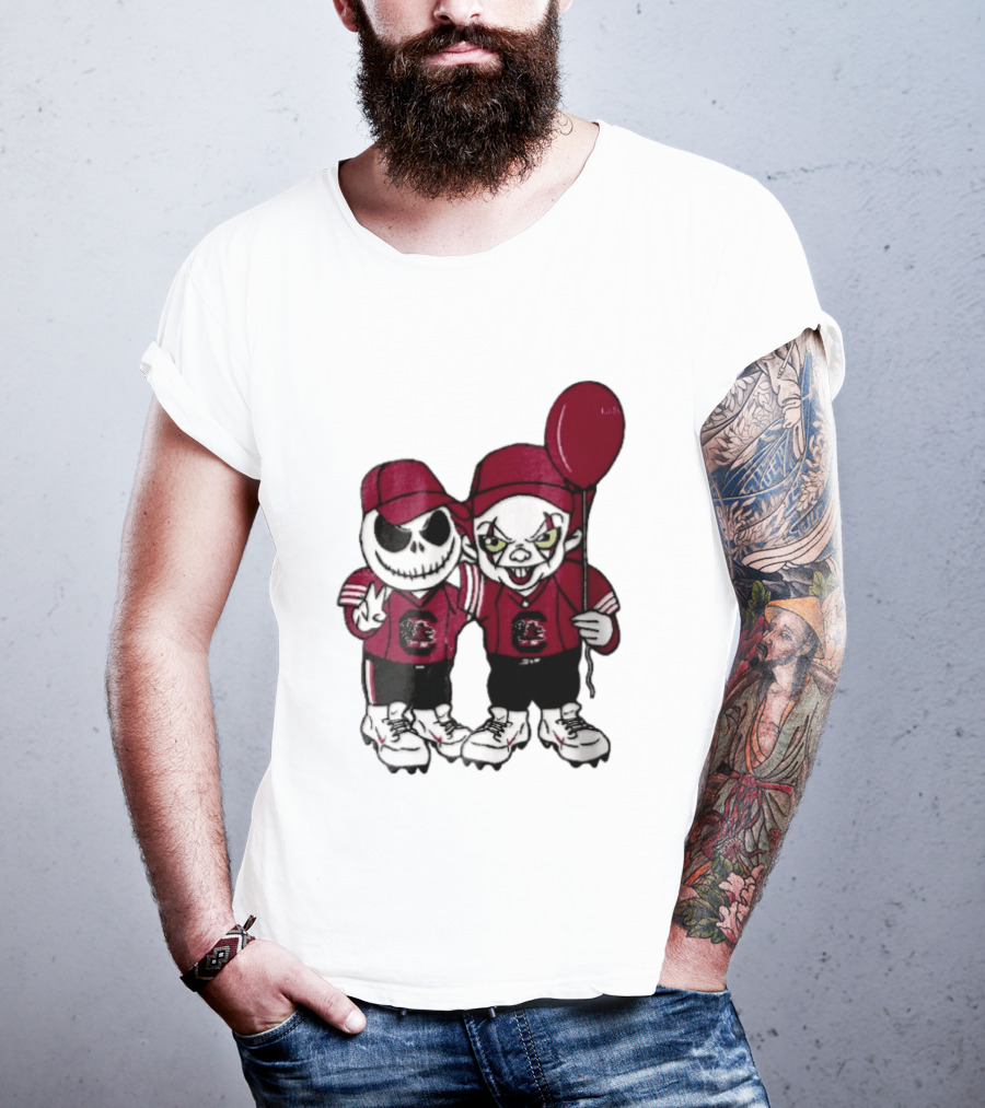 South Carolina Gamecocks NCAA Jack Skellington Pennywise Red Balloon Cartoon T-Shirt