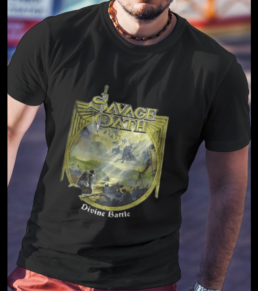 Savage Oath Divine Battle Ghostly Cavalry And Wounded Kneeling Knight T-Shirt