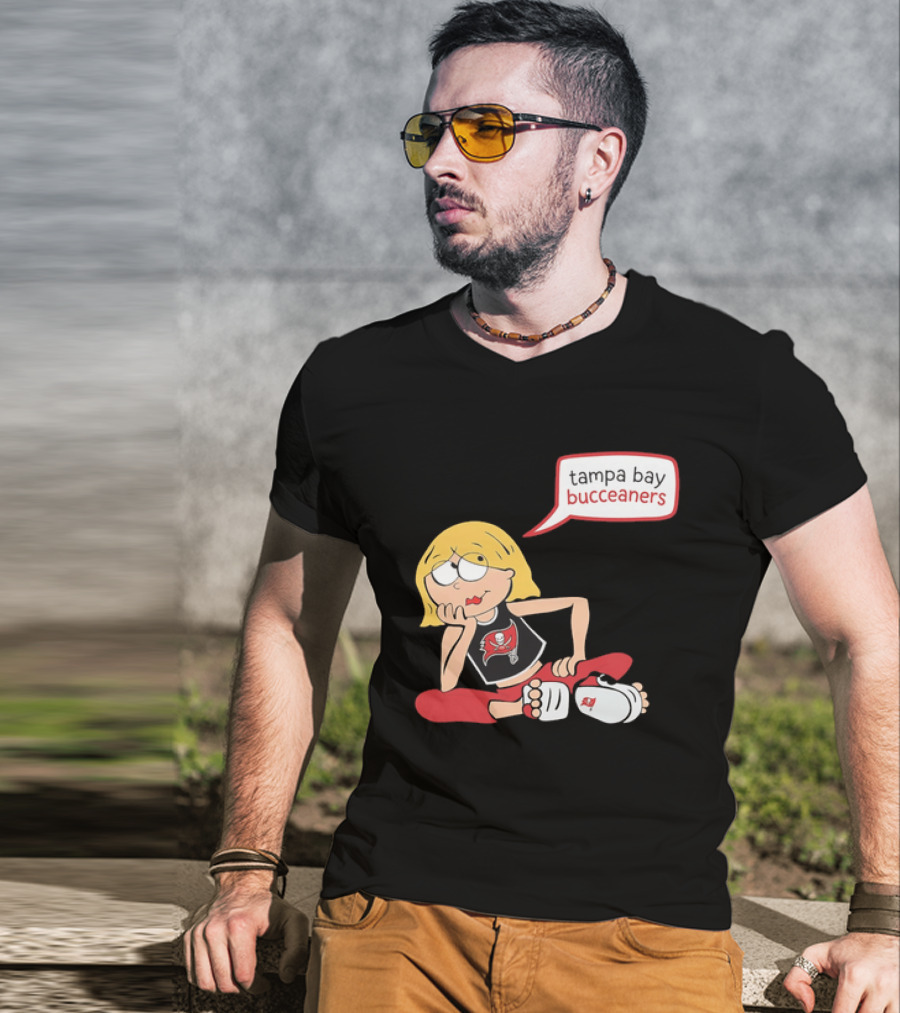 Tampa Bay Buccaneers Cartoon Blonde Girl Speech Bubble Red Pants T-Shirt