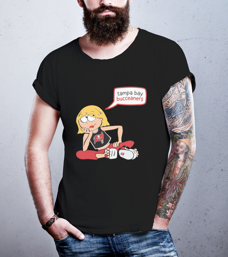Tampa Bay Buccaneers Cartoon Blonde Girl Speech Bubble Red Pants T-Shirt