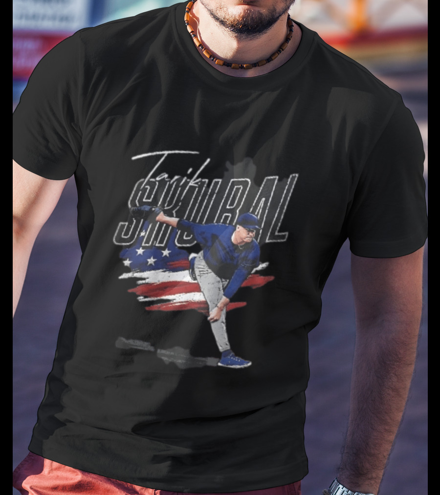 Tarik Skubal Pitching American Flag Baseball Player T-Shirt