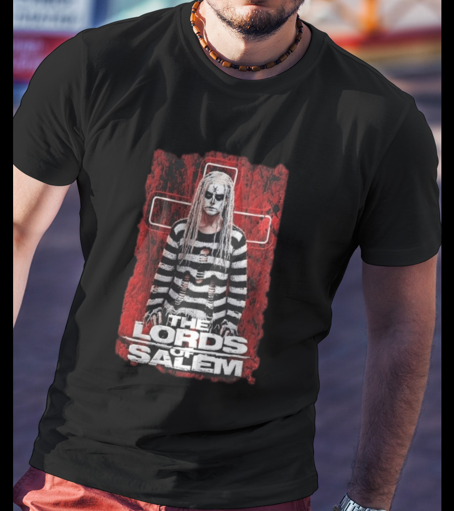 The Lords Of Salem Striped Dreadlocks Face Paint Inverted Cross T-Shirt