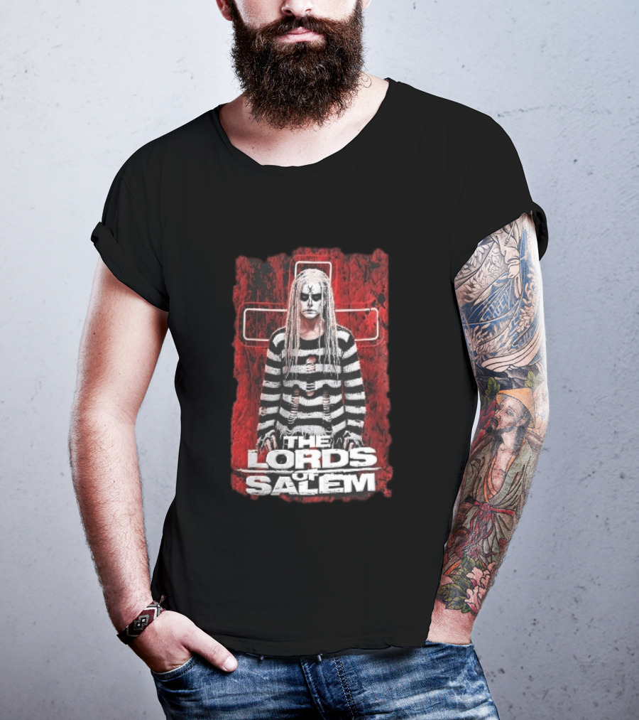 The Lords Of Salem Striped Dreadlocks Face Paint Inverted Cross T-Shirt