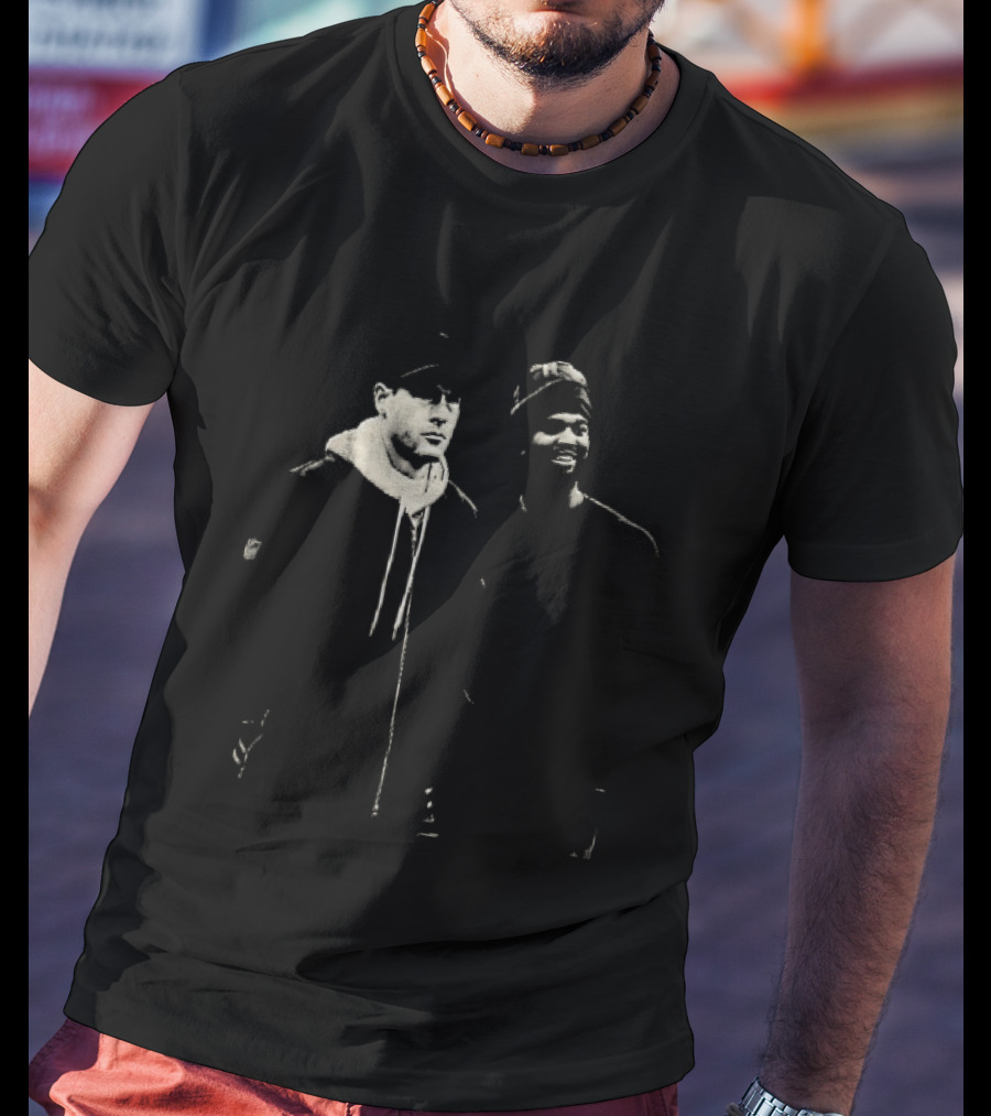 Two Men In Cap And Beanie Monochrome T-Shirt