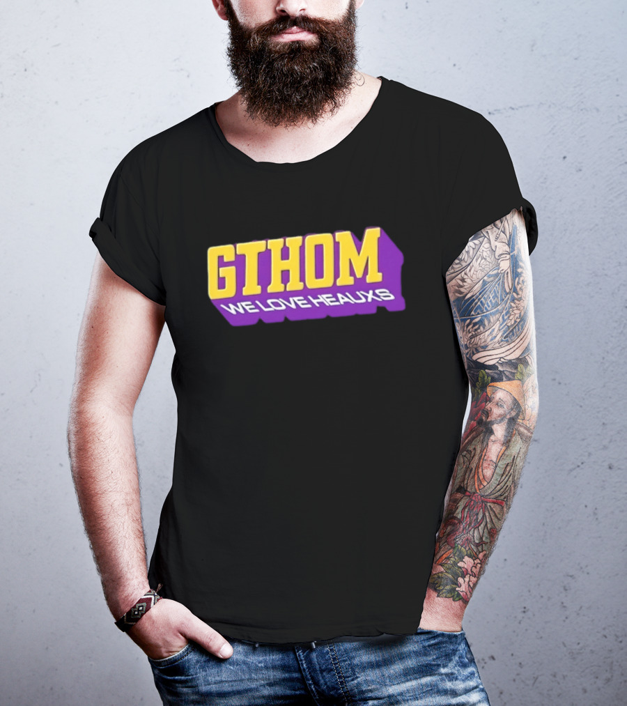 GTHOM We Love Heauxs Purple And Yellow Block Letters T-Shirt