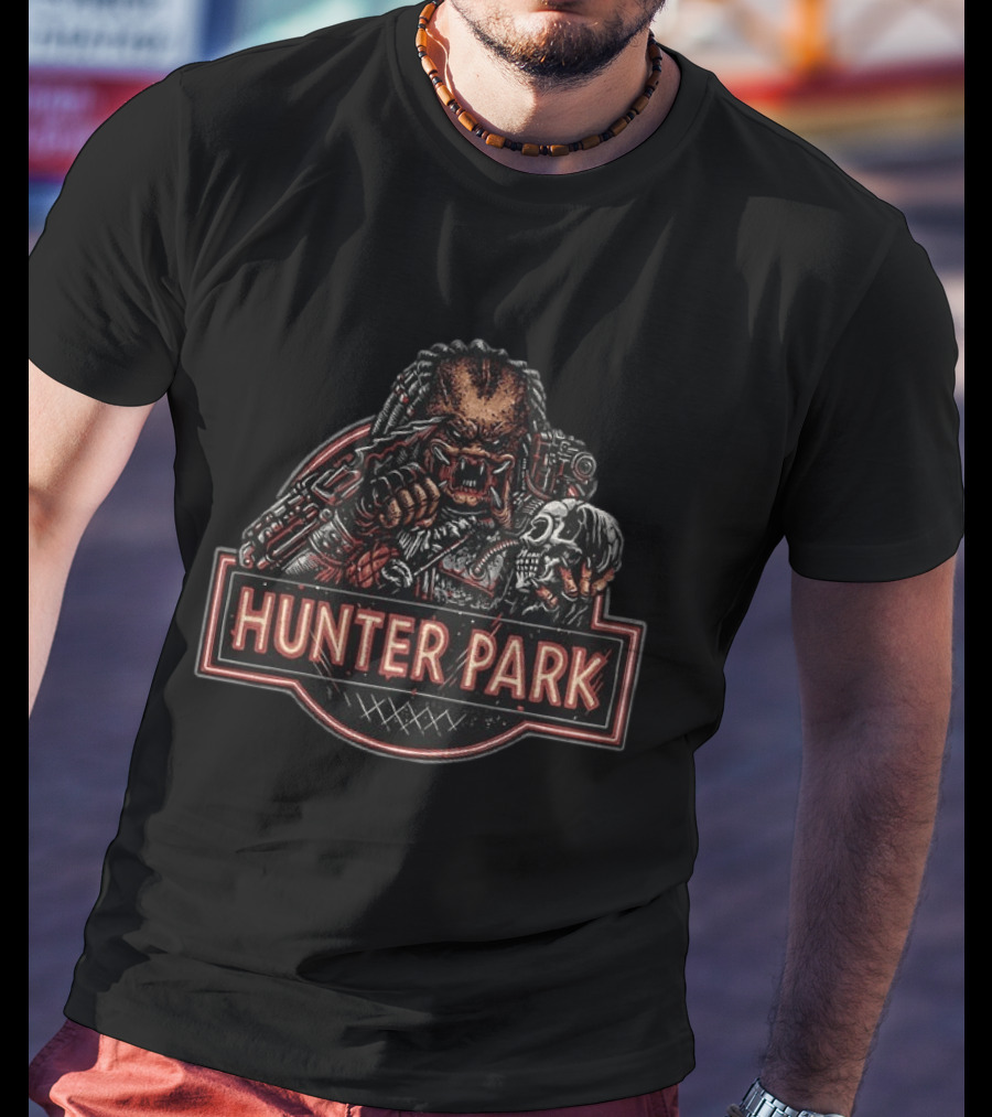 HUNTER PARK Predator Skull Hunter Battle Warrior T-Shirt