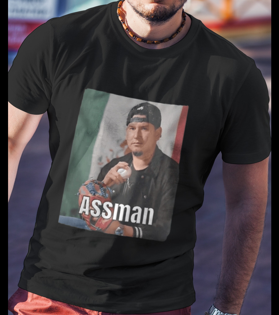 Assman Baseball Pitcher Holding Ball With Mexican Flag T-Shirt