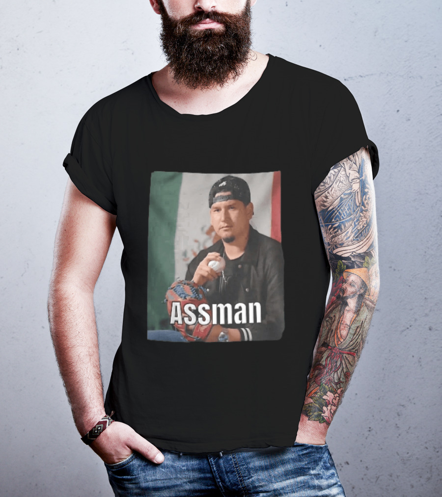 Assman Baseball Pitcher Holding Ball With Mexican Flag T-Shirt