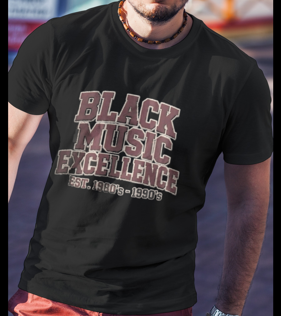 Black Music Excellence EST 1980s 1990s Varsity Block Lettering T-Shirt