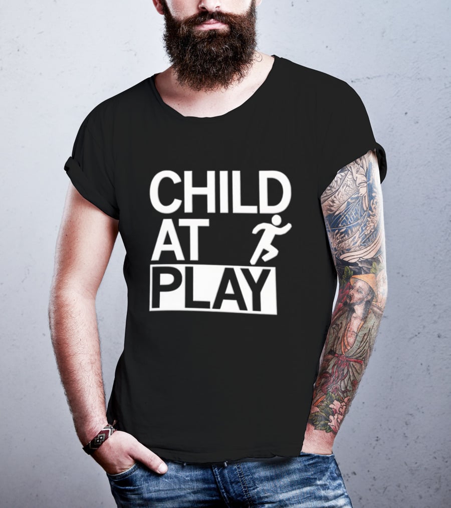 Child At Play Text With Running Figure T-Shirt