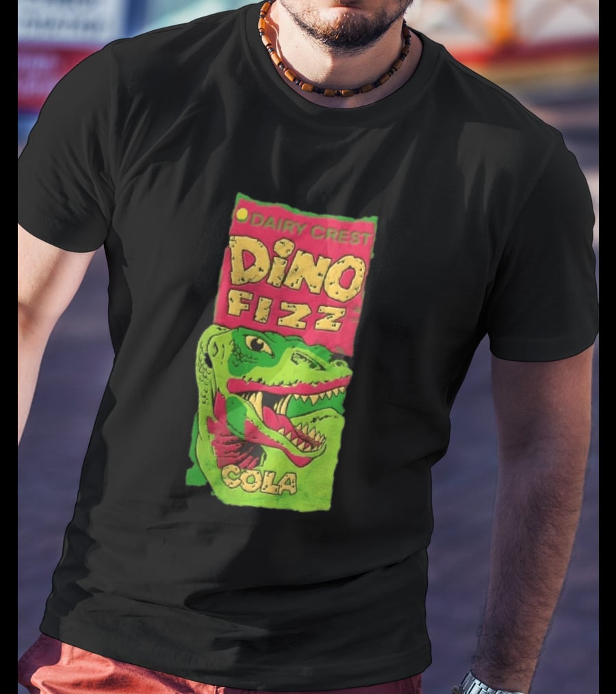 Dairy Crest Dino Fizz Cola Green Dinosaur Open Mouth Red T-Shirt