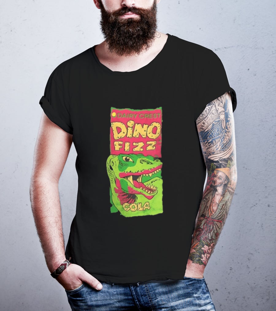 Dairy Crest Dino Fizz Cola Green Dinosaur Open Mouth Red T-Shirt