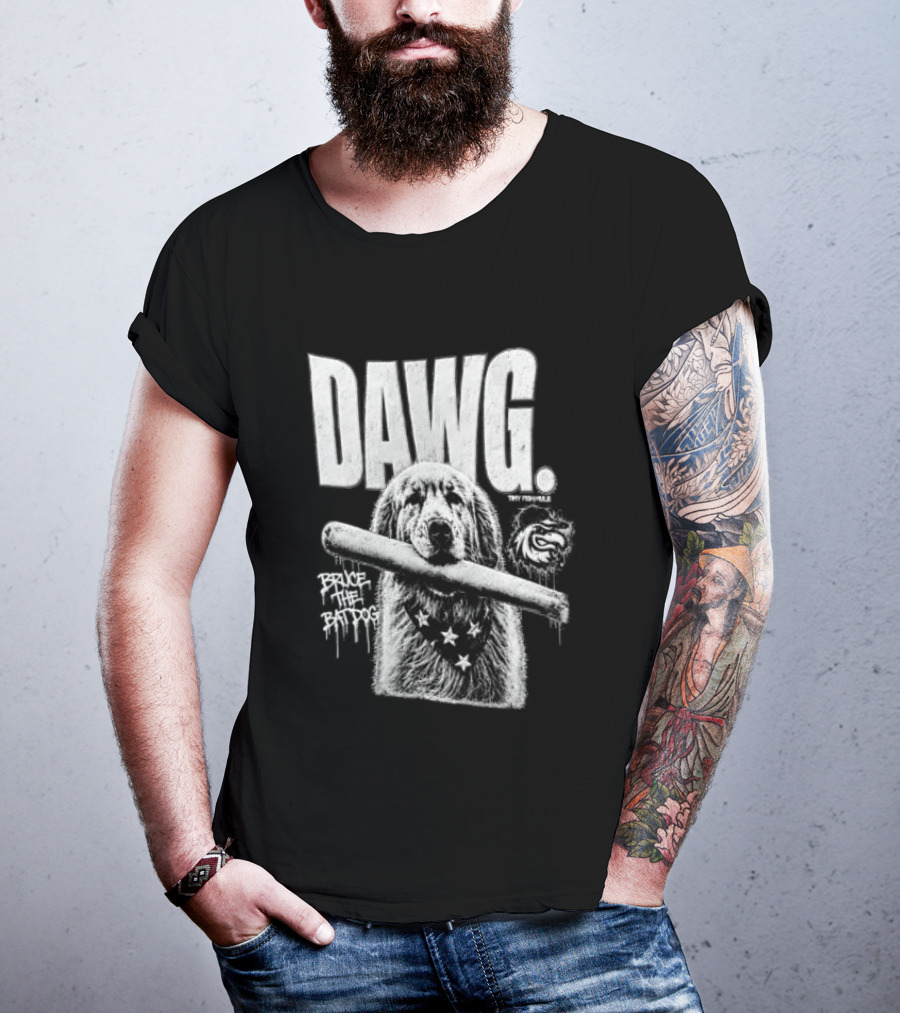 Dawg Bruce The Batdog Baseball Bat And Ball T-Shirt