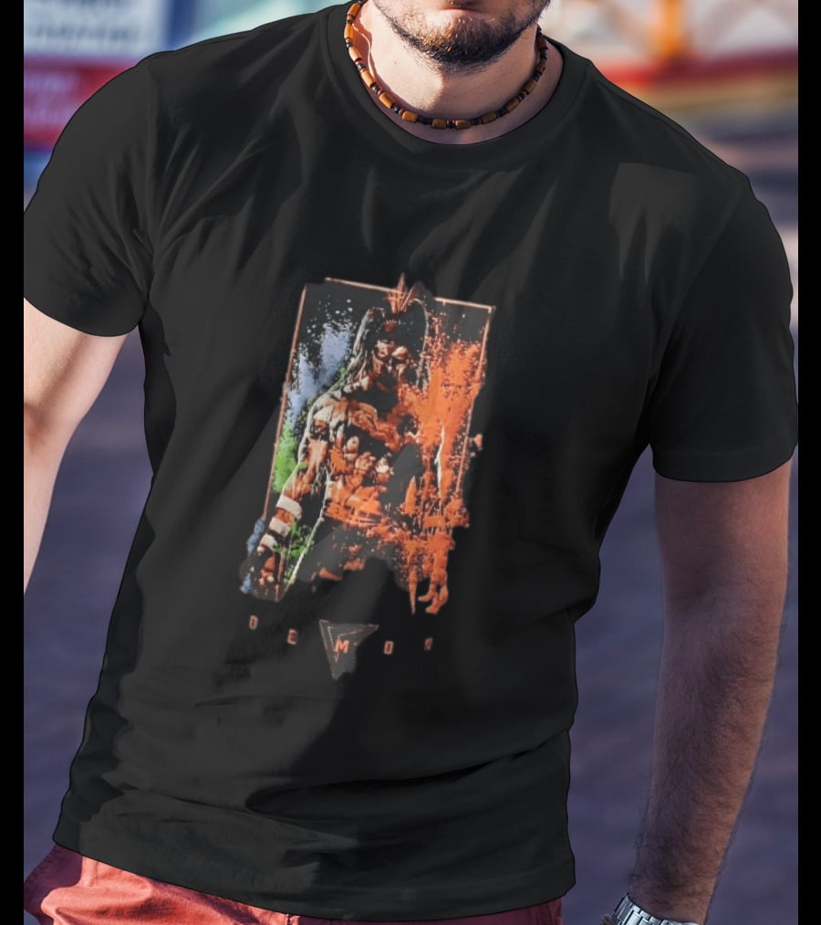 Demon Masked Warrior Orange Splatter Bodypaint Art 3000 T-Shirt