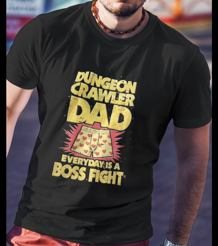 Dungeon Crawler Dad Everyday Is A Boss Fight Heart Boxer Shorts Spiky Starburst T-Shirt